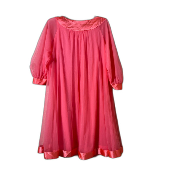 Vtg 1950s Gossard Artemis Bright Pink Peignoir Nightgown & Robe Set Size M READ - Picture 3 of 15